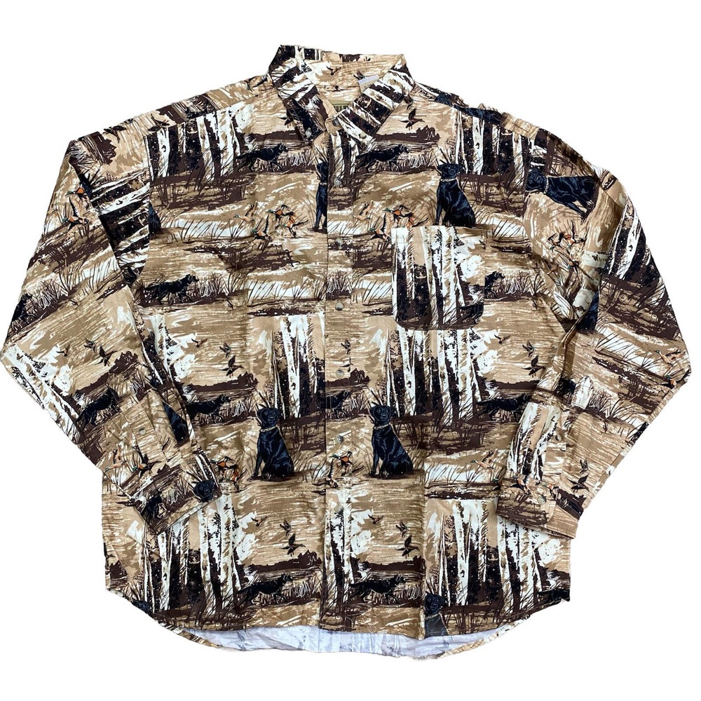 Flannel Cotton Hunting Dogs Print Shirt Men's